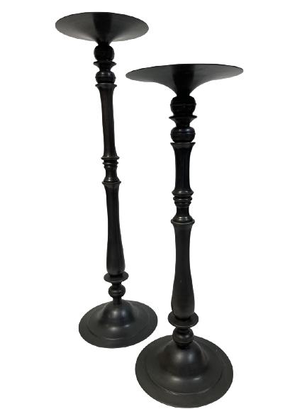 PAIR OF LARGE BRASS CANDLE HOLDERS 37.5" (1 of 10)