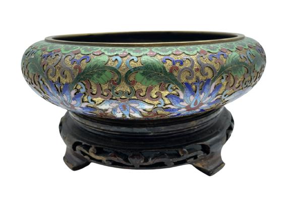 VINTAGE CLOISSONNE COMPOTE DISH ON STAND 9" (1 of 4)