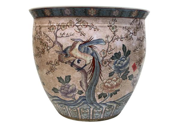 VINTAGE ASIAN KOI FISH PLANTER BOWL 18" (1 of 5)