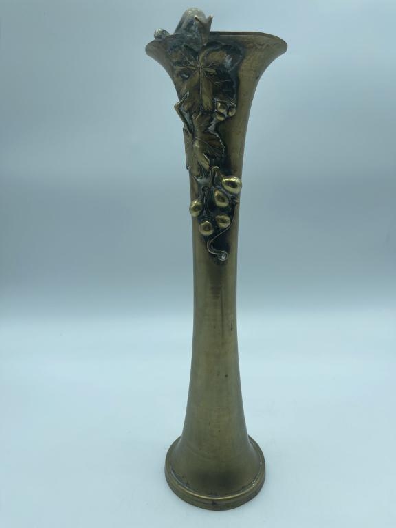 LARGE DECO STYLE BRASS SQUIRREL VASE (1 of 5)