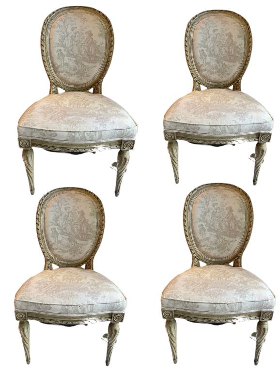 ESQUISITE SET 4 VTG FRENCH REGENCY DINING CHAIRS (1 of 5)