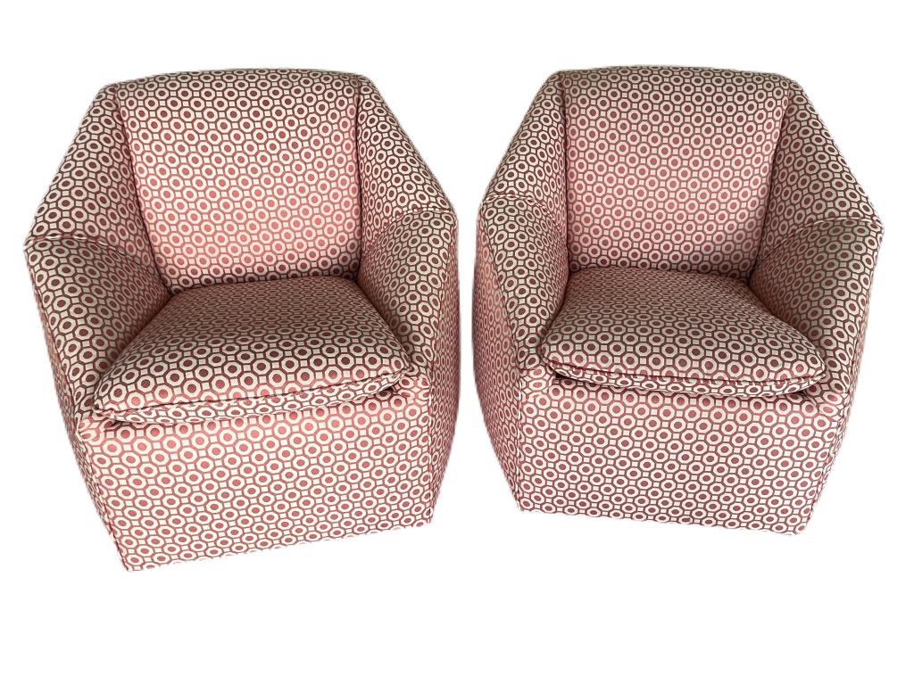 PAIR OF  MODERN DESIGNER BARREL CHAIRS (1 of 6)