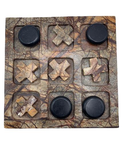 HEAVY GRANITE DECORATIVE TIC TACK TOE GAME: HEAVY GRANITE DECORATIVE TIC TACK TOE GAME 12" X 1" X 12"- VERY GOOD CONDITION CONSISTENT WITH AGE AND USE-HPG11221