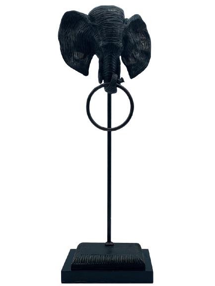 MAITLAND SMITH STYLE METAL ELEPHANT TOWEL HOLDER: MAITLAND SMITH STYLE METAL ELEPHANT TOWEL HOLDER 8" X 5" X 23"- VERY GOOD CONDITION CONSISTENT WITH AGE AND USE-HPG11221