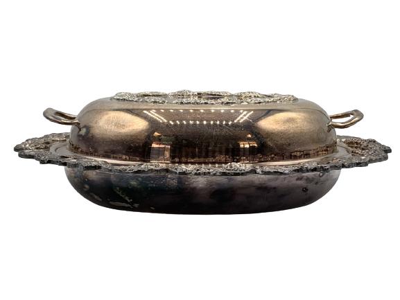 VTG SILVER PLATED COVERED SERVING DISH 11.5" LONG (1 of 5)