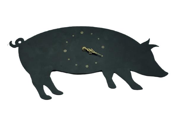 HERMLE QUARTZ GERAMNY BLACK PIG CLOCK: HERMLE QUARTZ GERAMNY BLACK PIG CLOCK