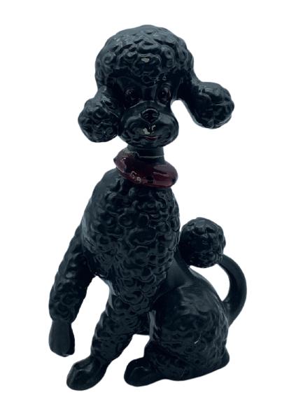 ADORABLE BLACK CERAMIC POODLE 10 3/4 " (1 of 7)