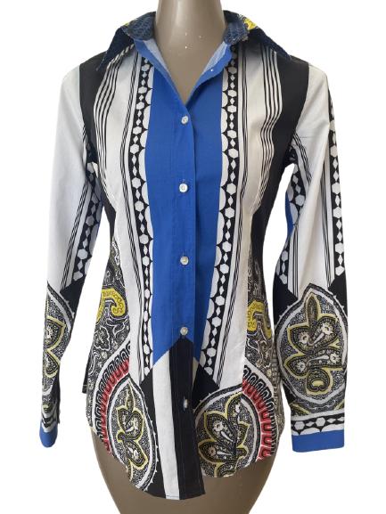 ETRO ITALY LADIES BUTTON DOWN BLOUSE SZ 42 (1 of 4)