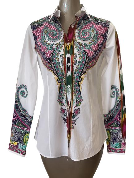 ETRO ITALY BUTTON DOWN BLOUSE SZ 42 (1 of 5)