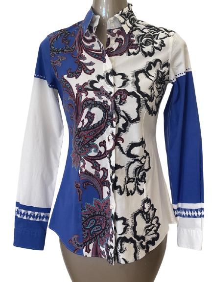 ETRO ITALY BUTTON DOWN BLOUSE SZ 42 (1 of 4)