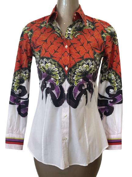 ETRO ITALY BUTTON DOWN BLOUSE SZ 40 (1 of 4)