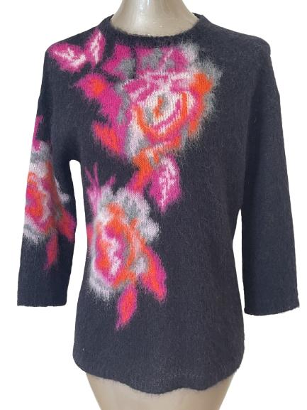 STUNNING BLACK DESIGNER CASHMERE SWEATER SZ M (1 of 2)