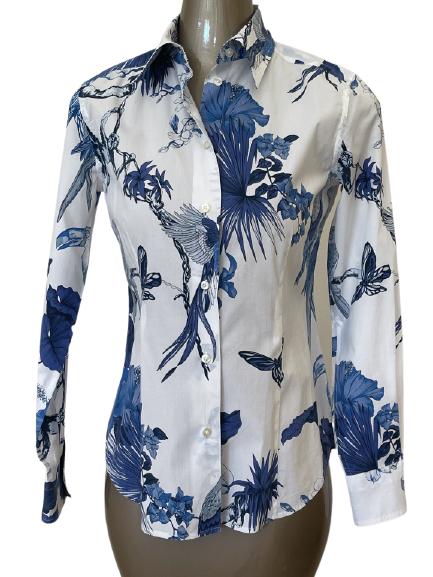 ETRO ITALY DESIGNER BUTTON DOWN BLOUSE SZ 44 (1 of 4)