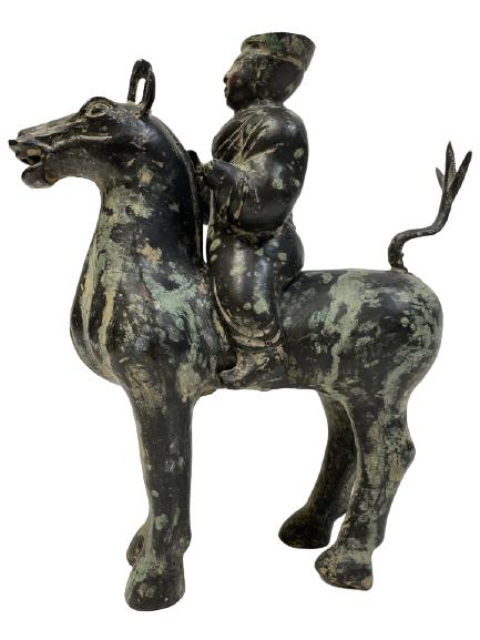 VINTAGE HAN DYNASTY STYLE MAN ON HORSE STATUE (1 of 6)