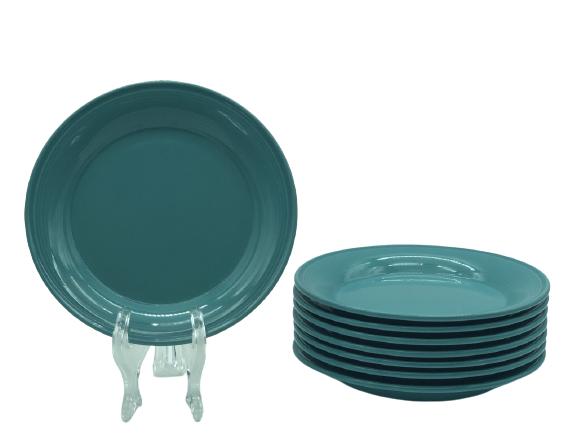 8 NANCY CALHOUN DARK AQUA PLATES 8": NANCY CALHOUN DARK AQUA PLATE SET OF 8- VERY GOOD CONDITION CONSISTENT WITH AGE AND USE-HPG11221