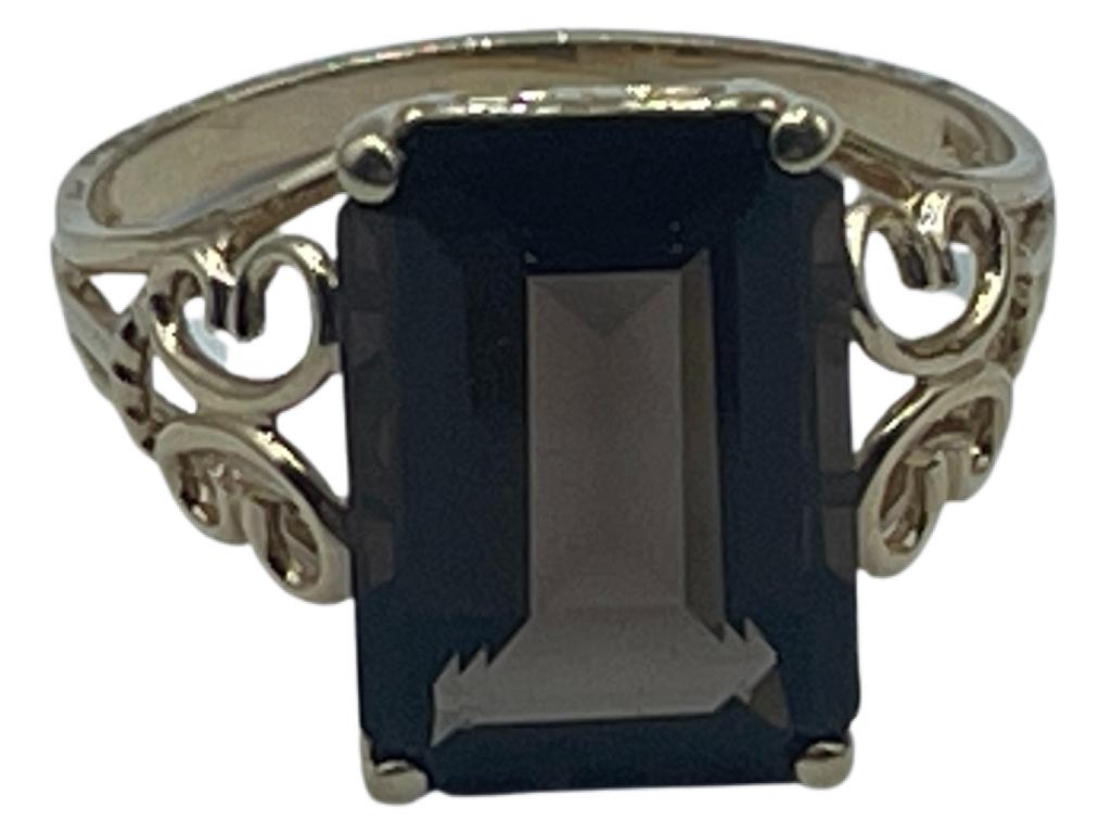 14K GOLD AND SMOKEY TOPAZ LADIES RING SZ 10 (1 of 3)