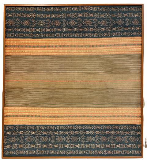 TRADITIONAL ANTIQUE INDONESIAN TEXTILE 48": TRADITIONAL ANTIQUE INDONESIAN TEXTILE -44" X 48" APPROX TO FRAME-VERY GOOD CONDITION WEAR CONSISTENT WITH AGE-DP111221