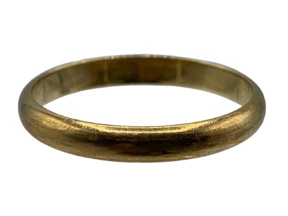 18K GOLD WEDDING RING BAND C. 1928 / 3.7 G: VINTAGE 18K GOLD WEDDING RING BAND JEWELRY C. 1928-MONOGRAMMED INSIDE- SIZE 11- 3.7 GRAMS-CONDITION CONSISTENT WITH AGE AND USE-DP51421