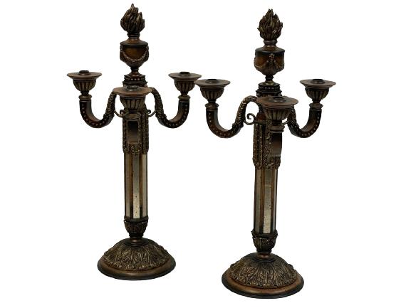 PAIR OF ITALIAN STYLE FACETED CANDLESTICKS 27" (1 of 9)