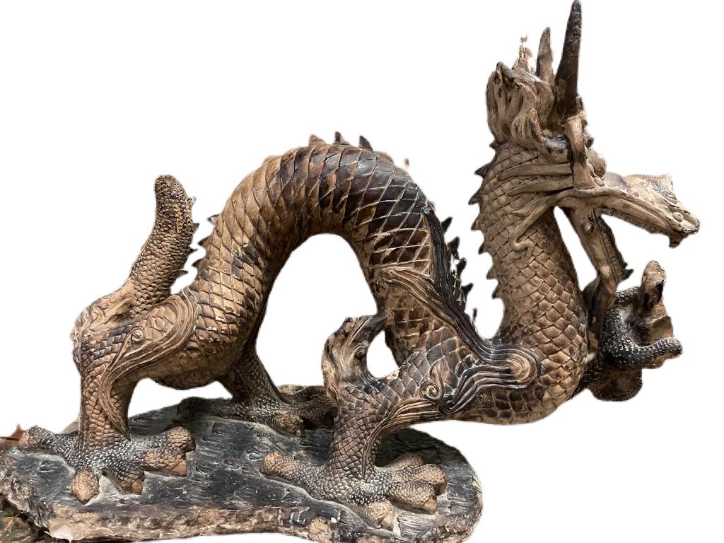LARGE CARVED STONE CHINESE DRAGON SCULPTURE 32" (1 of 9)