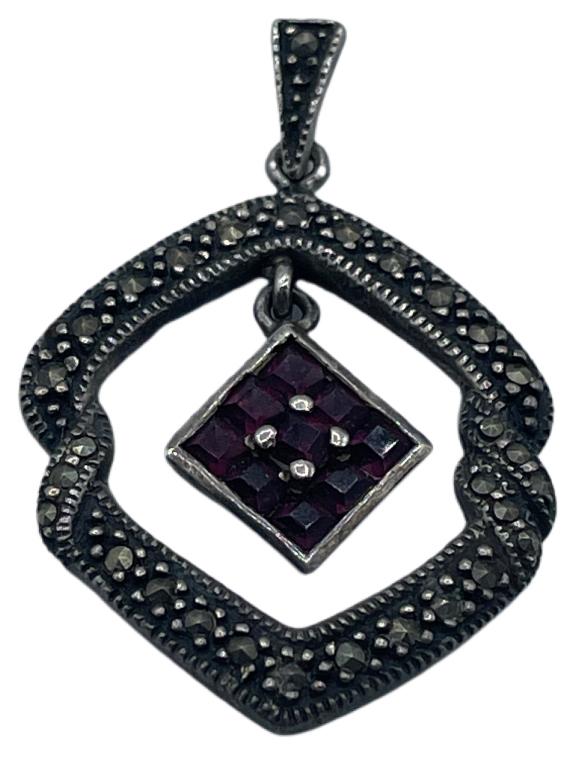 STERLING SILVER MARCASITE PENDANT: STERLING SILVER MARCASITE PENDANT -8.1 G