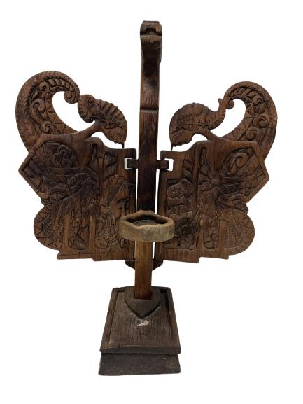 BALINESE CARVED WOOD DRAGON CANDLE HOLDER ALTAR (1 of 8)