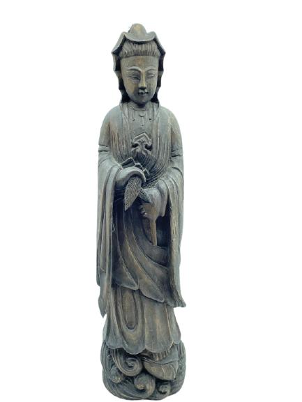 VINTAGE THAI GODDESS SAWASDE CARVED WOOD STATUE (1 of 3)