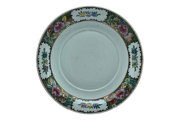 VTG CHINESE ROSE MEDALION CERAMIC CHARGER DISH 15" (1 of 2)