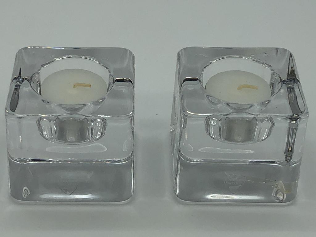 ORREFORS ICE CUBE VOTIVE: ORREFORS ICE CUBE VOTIVE-VERY GOOD CONDITION -NEW IN BOX-JD112521