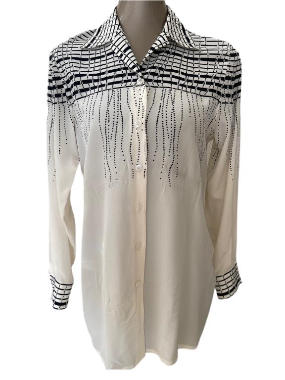ESCADA BLACK AND WHITE PRINT BLOUSE SZ 34 (1 of 4)