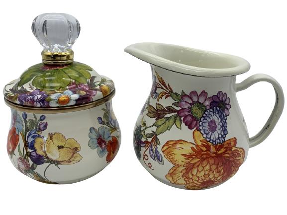 MACKENZIE CHILDS LIDDED SUGAR BOWL & CREAMER (1 of 7)