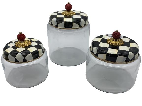MACKENZIE CHILDS COURTLY CHECK GLASS CANISTER SET (1 of 7)