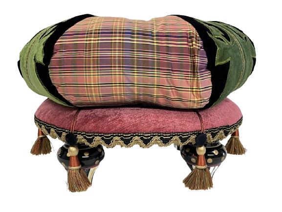 NEW MACKENZIE CHILDS PORTOBELLO ROAD FOOTSTOOL 18" (1 of 5)