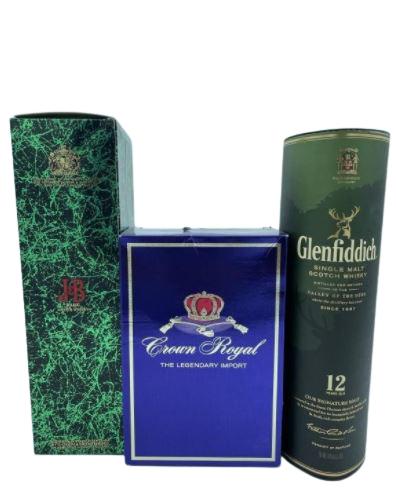 GLENFIDDICH , J&B SCOTCH WHISKY, CROWN ROYAL, NIB (1 of 1)