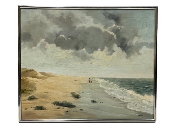 JAMES WEST SCENIC BEACH SCENE OIL PAINTING 25" (1 of 6)