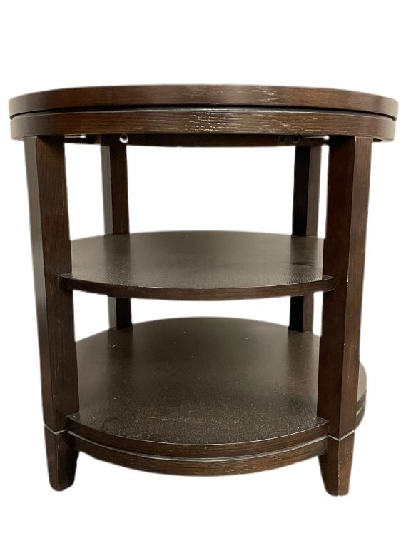 3 TIER WOOD ROUND SIDE TABLE 26" (1 of 4)