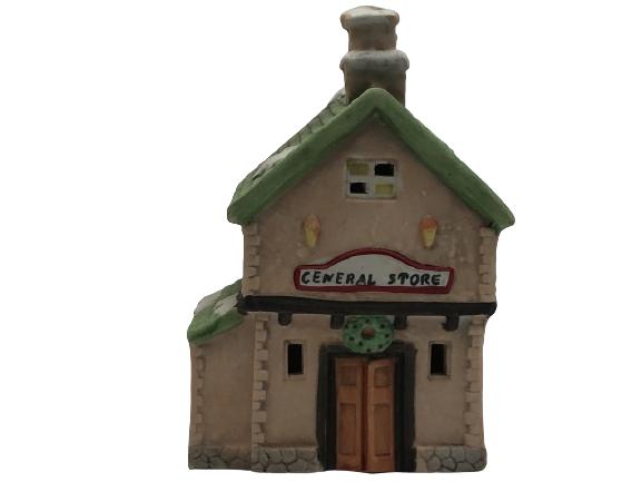 AMERICANA COLLECTIBLES HAND PAINTED CENTRAL STORE: AMERICANA COLLECTIBLES ILLUMINATED HAND PAINTED PORCELAIN CENTRAL STORE -IN ORIGINAL BOX-JD112421