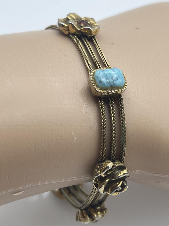 GOLDETTE GEMSTONE VINTAGE BRACELET: GOLDETTE GEMSTONE VINTAGE BRACELET