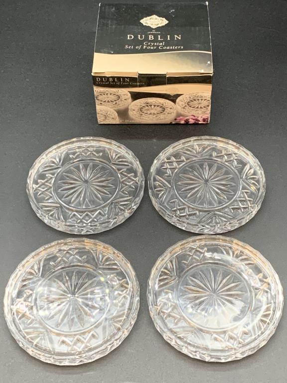 DUBLIN CRYSTAL SET OF 4 COASTERS: DUBLIN CRYSTAL SET OF 4 COASTERS