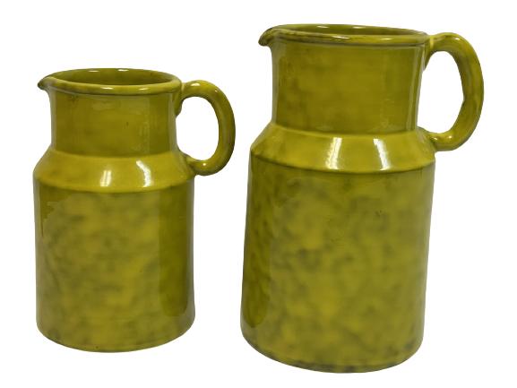 PAIR OF MID CENTURY STYLE CERAMIC PITCHERS 10" (1 of 4)
