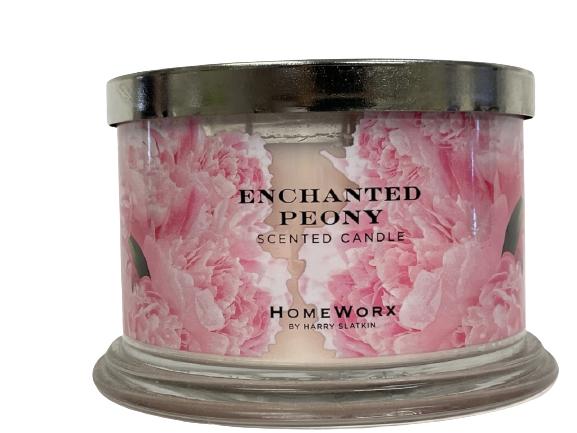 NEW! HOMEWORX PEONY SCENTED CANDLE: NEW! HOMEWORX BY HARRY SLATKIN SCENTED CANDLE-ENCHANTED PEONY-NEW UNUSED CONDITION WITH ORIGINAL PACKAGING INTACT-DP12221