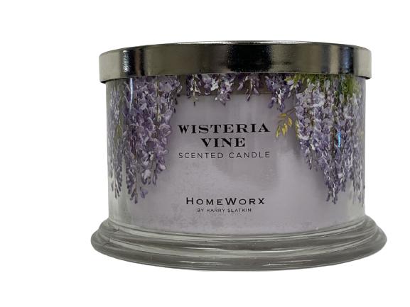 NEW! HOMEWORX SCENTED WISTERIA VINE CANDLE: NEW! HOMEWORX BY HARRY SLATKIN SCENTED CANDLE-WISTERIA VINE-NEW UNUSED CONDITION WITH ORIGINAL PACKAGING INTACT-DP12221