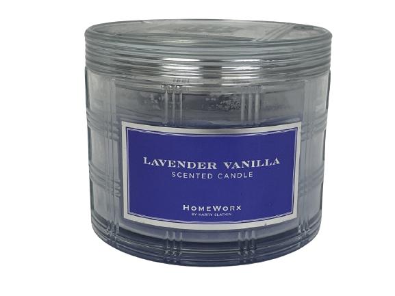 NEW! HOMEWORX LAVENDER VANILLA SCENTED CANDLE: NEW! HOMEWORX BY HARRY SLATKIN SCENTED CANDLE-LAVENDER VANILLA-NEW UNUSED CONDITION WITH ORIGINAL PACKAGING INTACT-DP12221