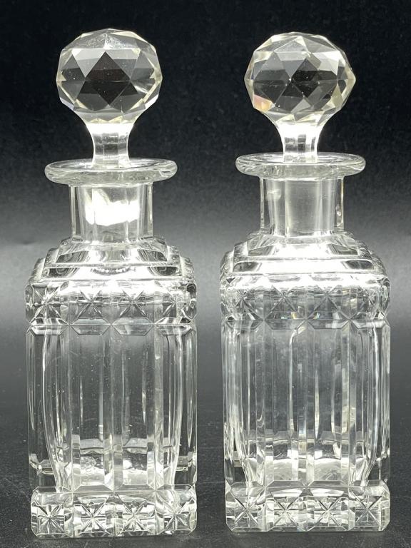 WATERFORD CRYSTAL STYLE GLASS PERFUME BOTTLES 5" (1 of 2)