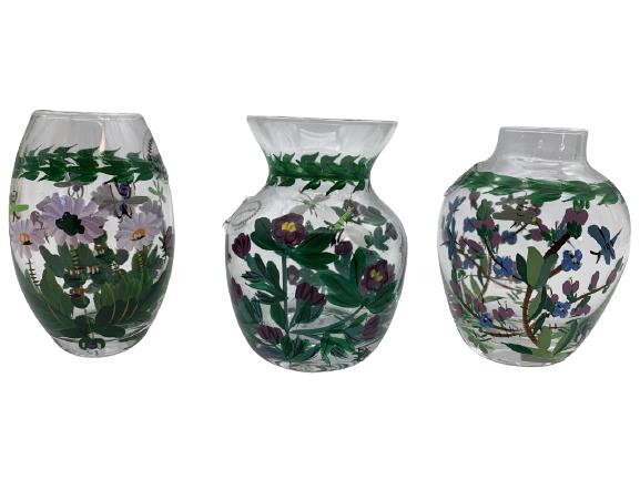 BOTANIC GARDEN SET OF 3 HANDPAINTED MINI VASES (1 of 6)