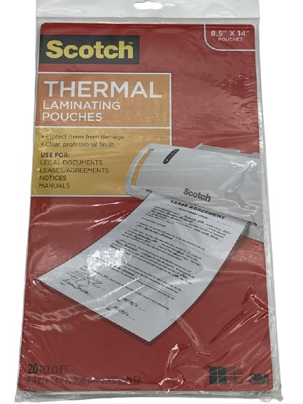 SCOTCH THERMAL LAMINATING POUCHES 8.5" X 14" (1 of 2)