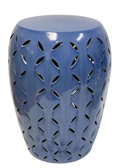 VINTAGE PERIWINKLE BLUE CERAMIC ACCENT STOOL 20": VINTAGE STYLE PERIWINKLE BLUE CERAMIC ACCENT STOOL -20" X 12" APPROX- VERY GOOD CONDITION-DP12321