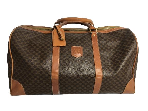 CELINE VINTAGE BROWN CANVAS BOSTON BAG (1 of 7)