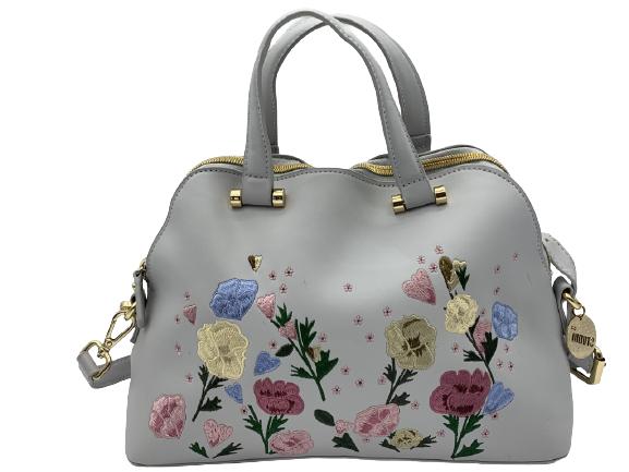 GREY FLORAL LEATHER HANDBAG (1 of 6)