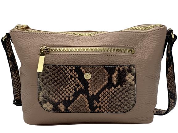 NEW G.I.L.I. PINK SNAKESKIN LEATHER CROSSBODY BAG (1 of 7)